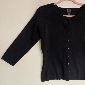 90s Button Up Black Ribbed Top